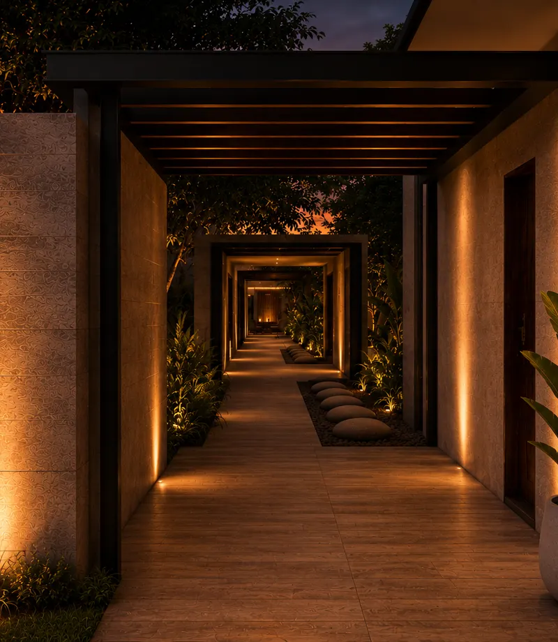 Pasillo cubierto de ingreso, Harmony Wellness Hub